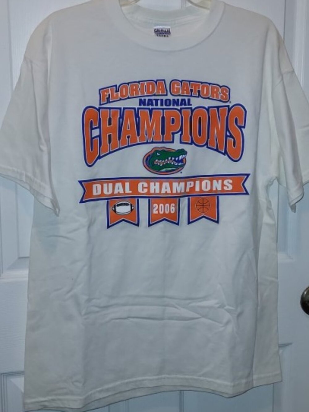 FLORIDA GATORS 2006 Dual Champions SHIRT 🧡💙🐊 Football Basketball Adult Sz L